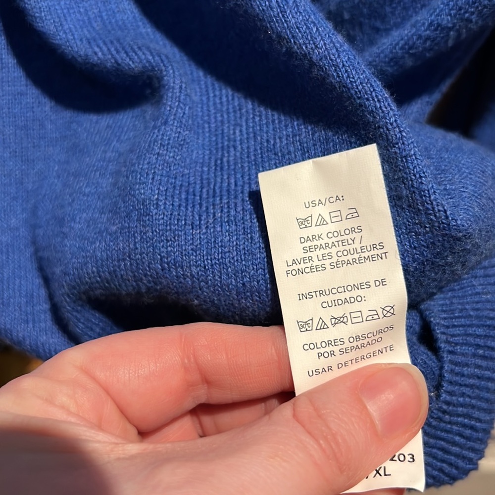 Royal blue Chaps V-Neck cotton cashmere sweater | XL - Picture 4 of 6